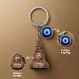 Giftana Guardian Bell Keychain with Evil Eye Charm Silver Hook