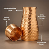 Giftana Copper Water Pot 1000ml with Cup I Pure Copper and Ayurvedic Health Benefits