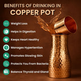 Giftana Copper Water Pot 1000ml with Cup I Pure Copper and Ayurvedic Health Benefits