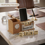 Classic Personalized Gifts : Custom Desk Organizer with Clock-silver
