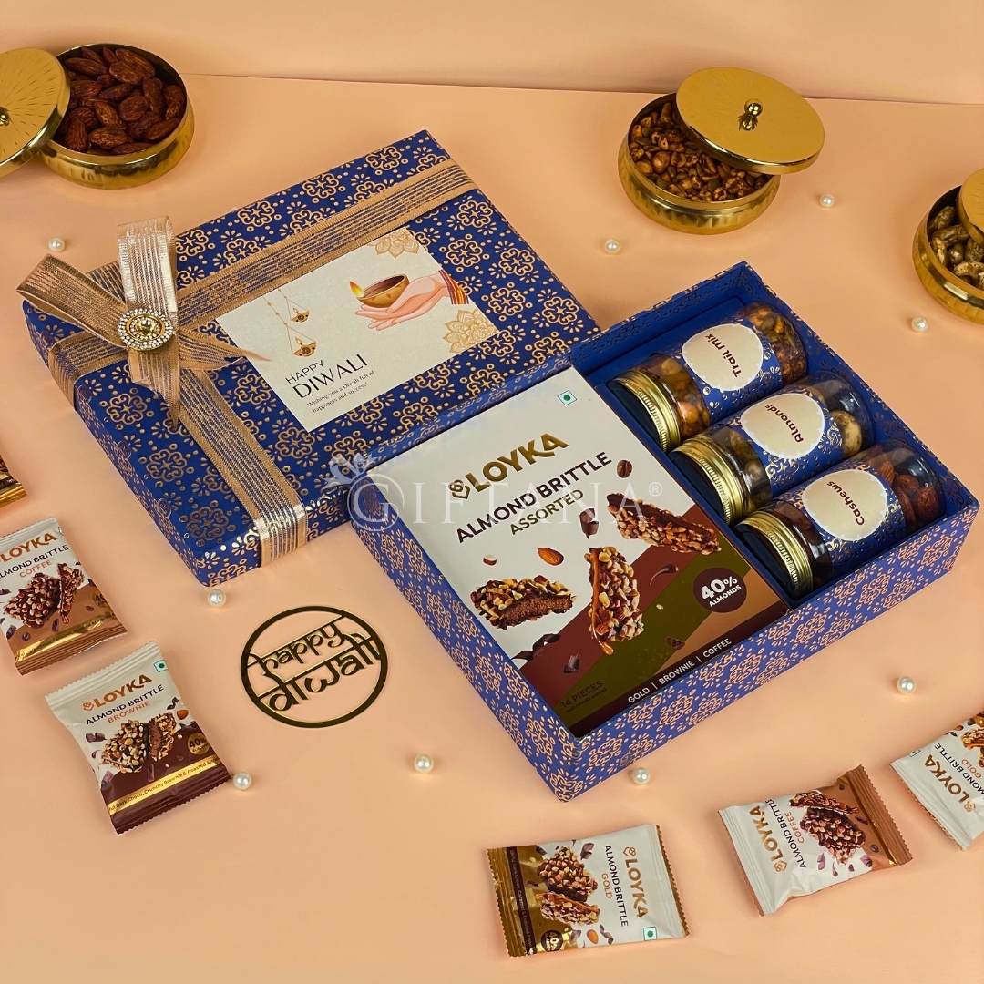 Corporate Diwali Gifts India – Premium Almond Brittle and Dry Fruits Hamper by Giftana