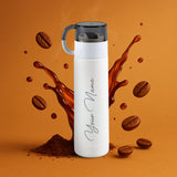 Giftana Personalized Flask Bottle with Name (Pack of 2), Stainless Steel Water Bottle with Cup
