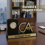 Custom CA Desk Organizer Gift with Clock & Pen Set