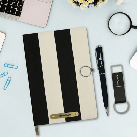 Custom Zebra Diary Gift Set with Pen and Keychain Combo