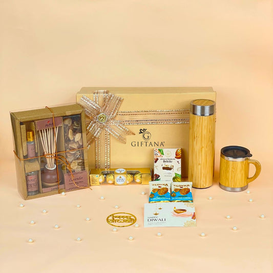 Sustainable Diwali Gift Box with Reed Diffuser & Bamboo Mug