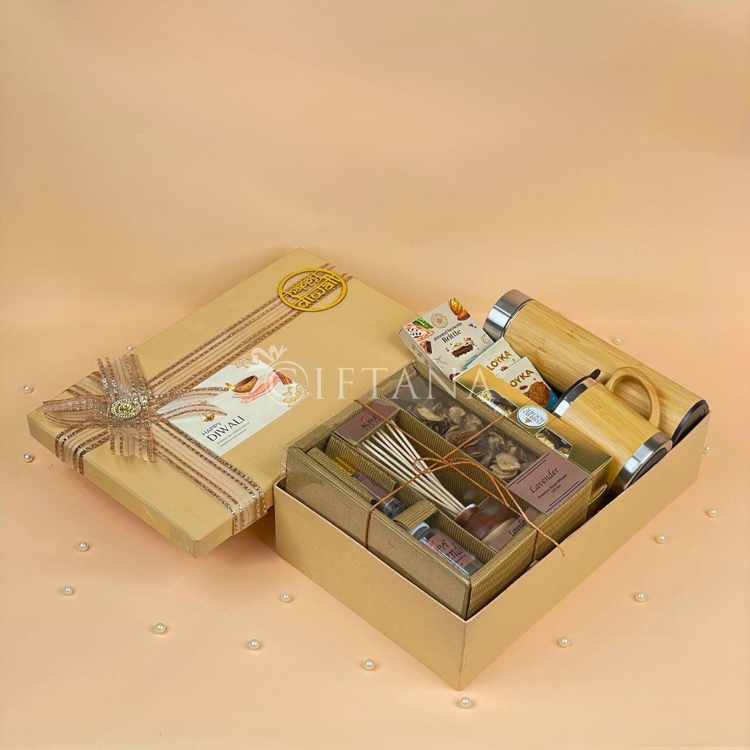 Sustainable Diwali Gift Box with Reed Diffuser & Bamboo Mug