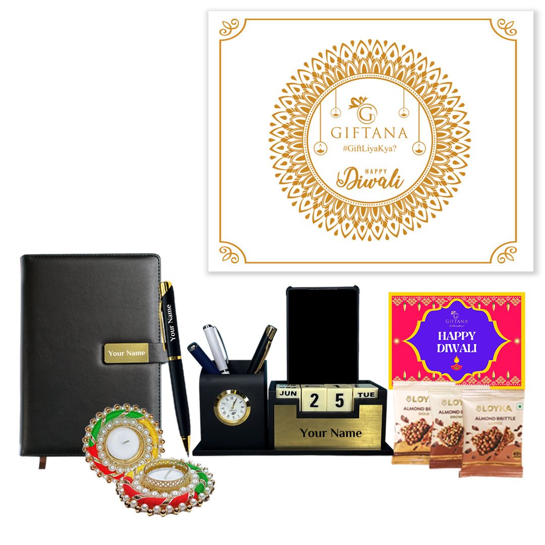 Customized Diwali Gift Ideas For Colleagues - Golden Black - Giftana 