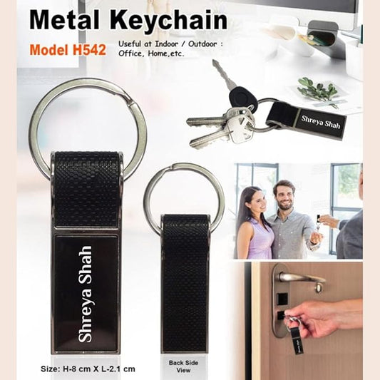 Customized Leather Metal Key chain with Name Engraved - Giftana 