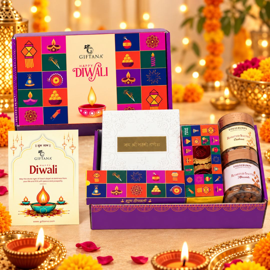 Diwali Gift Hamper - Traditional Pooja Essentials & Dry Fruits