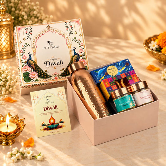 Diwali Delight – Premium Copper Bottle & Gourmet Gift Hamper