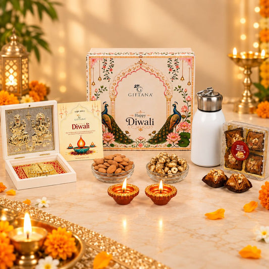 Diwali Elegance – Premium Corporate Diwali Gift Hamper with Flask, Dry Fruits & Festive Essentials