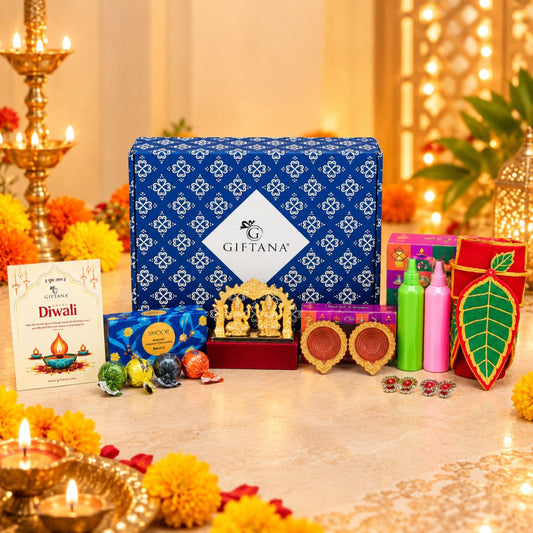 Diwali Gift Set - Laxmi Ganesh Idol Set with Smoor Chocolate, Shubh Aangan Kit & Diyas