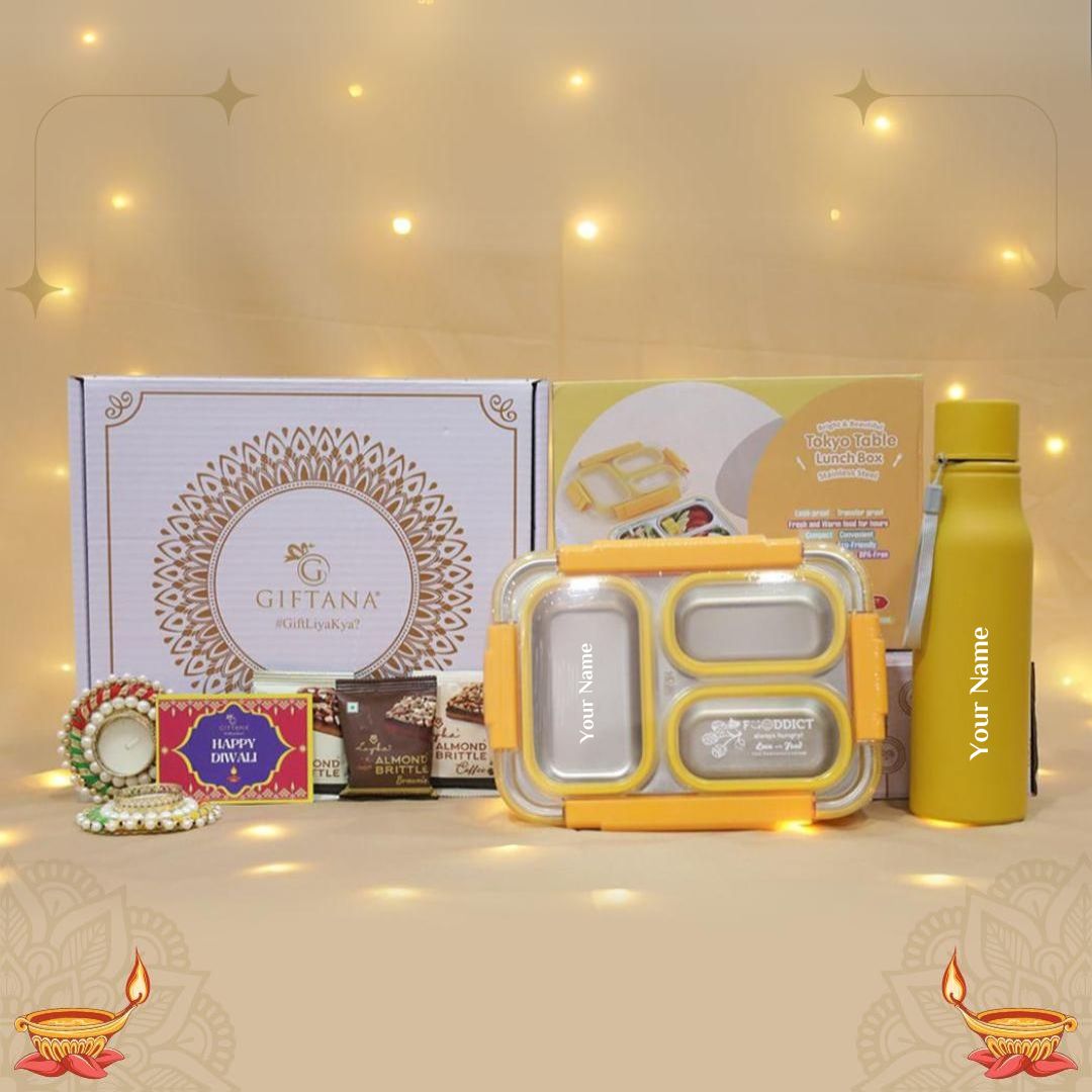 Diwali Customized Lunch Box Set - YellowGiftana 