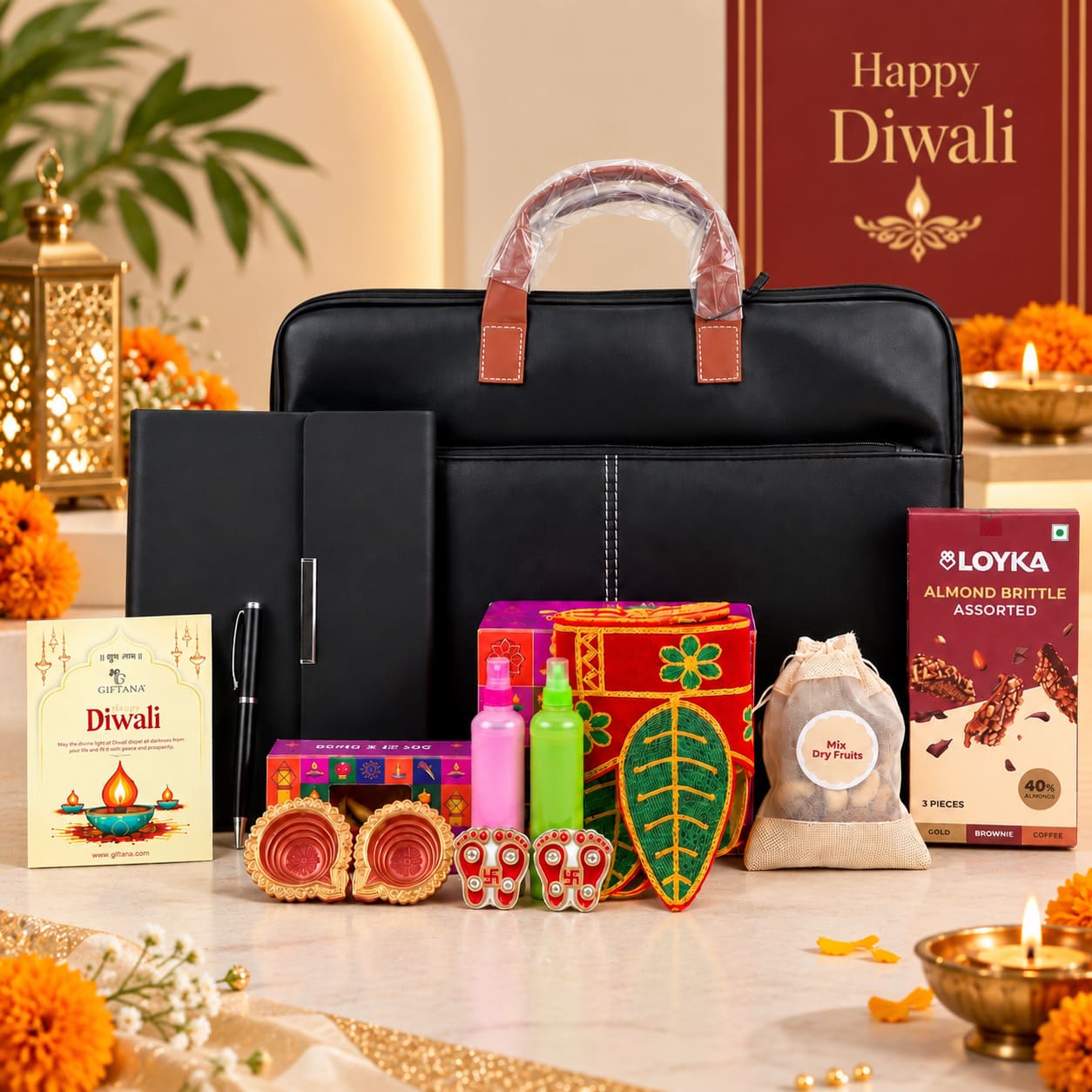 Diwali Gifts for Professionals with Laptop Bag & Dry Fruits