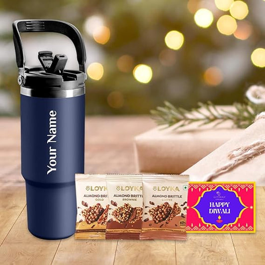Diwali Tumbler and Brittle Assorted Set - Navy Blue - Giftana 