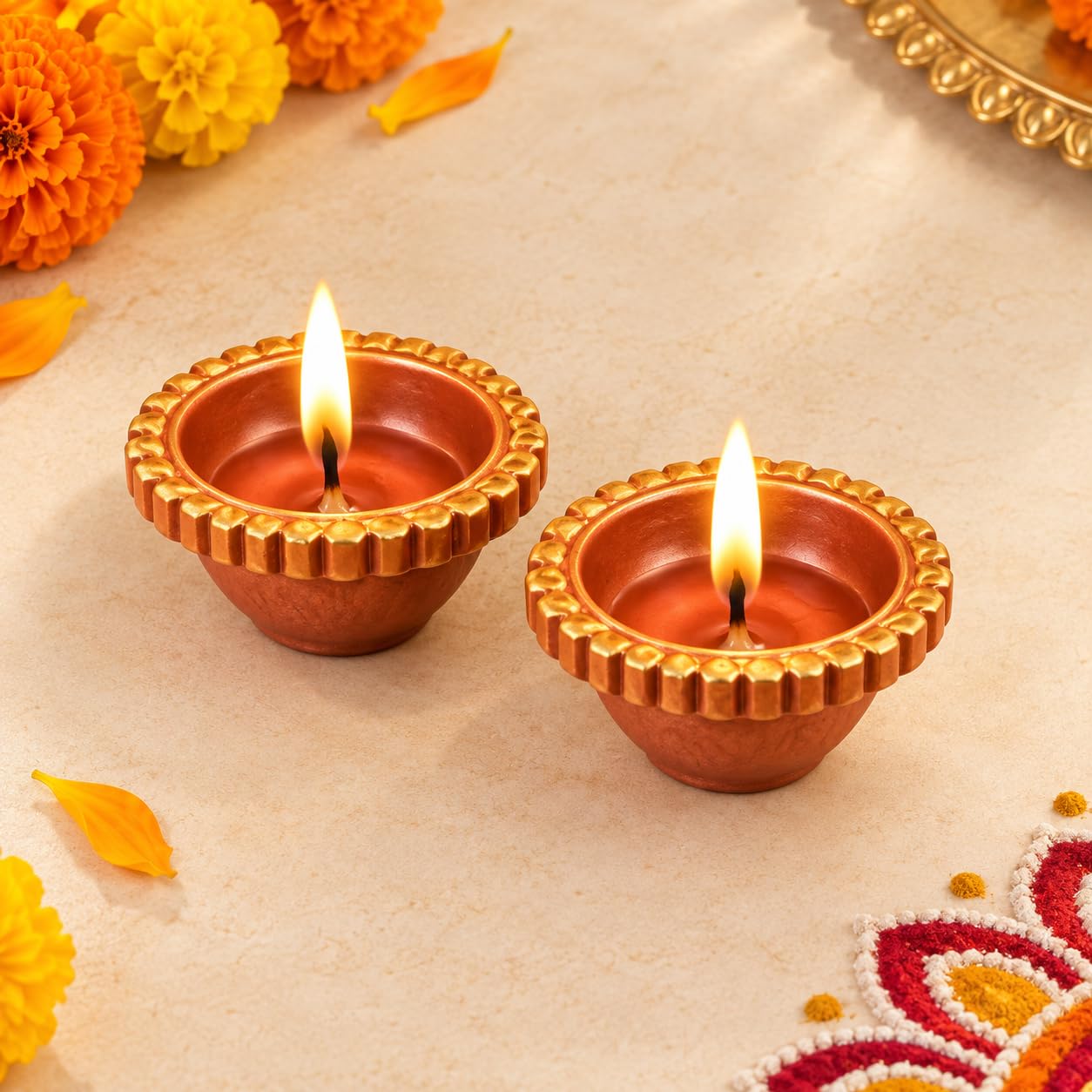 Diwali Gift Hamper - Traditional Pooja Essentials & Dry Fruits