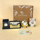 Elegant Diwali Return Gifts with Desk Clock, Brittle & Diya