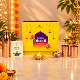 Elegant Copper Diwali Gift Set with Dry Fruits & Lotus Tealight Diya