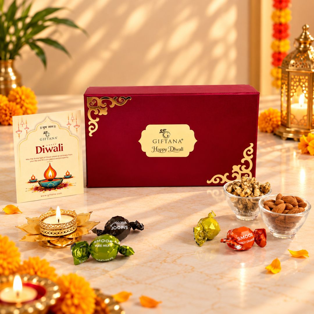 Elegant Diwali Gift Set with Smoor Truffles, Gourmet Nuts