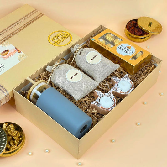 Elegant Diwali Hamper - Borosilicate Sipper & Snacks