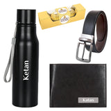 Exclusive Gifts Set for Men : 4-in-1 PU Wallet, Belt, Bottle & Ferrero Chocolates