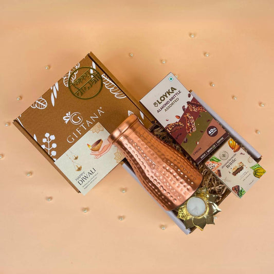Giftana Premium Diwali Gifts with Copper Pot & Dry Fruits