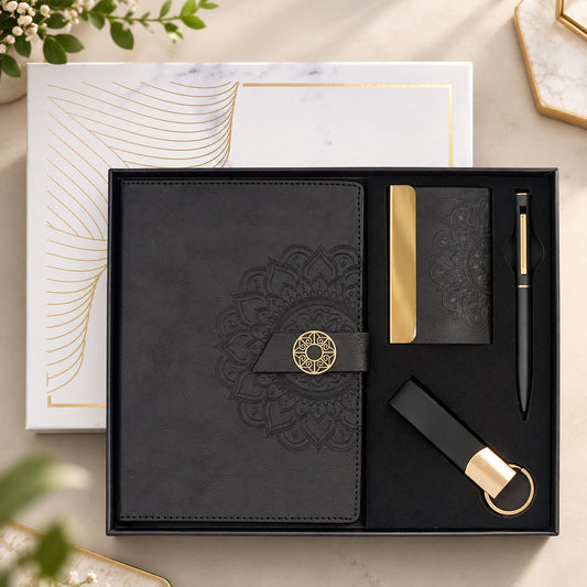 Executive Prestige Set – Premium Notebook, Card Holder, Pen & Keychain Gift Set