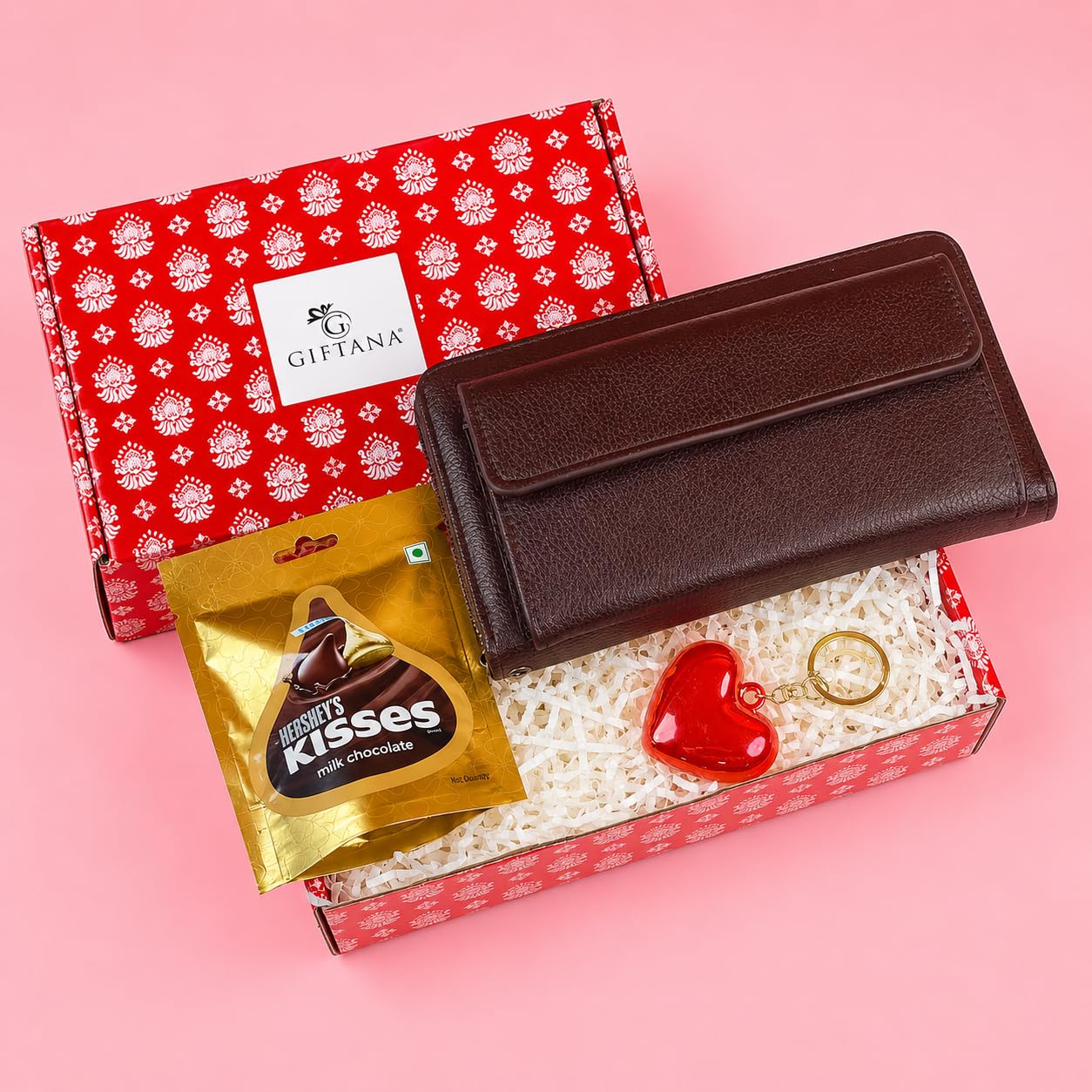 Festive Gift Box for Her with Clutch & Heart Keychain
