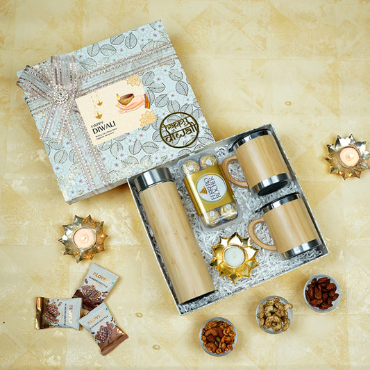 Exclusive Diwali Hamper with Bamboo Bottle, Mugs & Diya