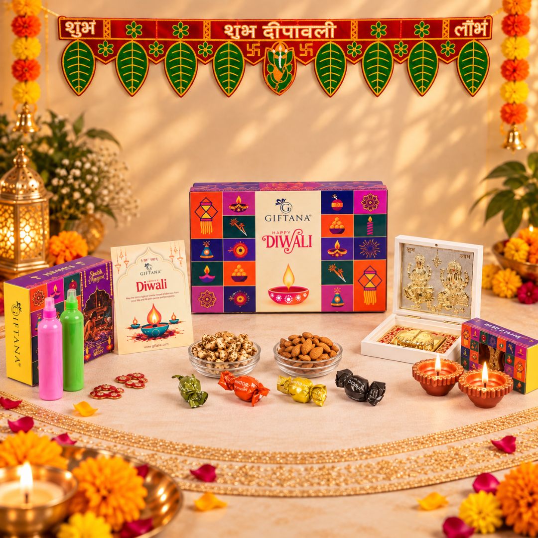 Festive Gift Hamper with Dry Fruits & Laxmi Ganesh Charan