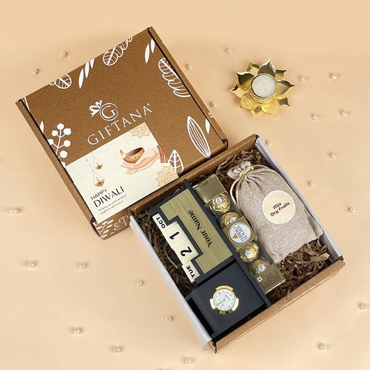 Giftana Elegant Diwali Hamper - Desk Organizer, Ferrero & Dry Fruits