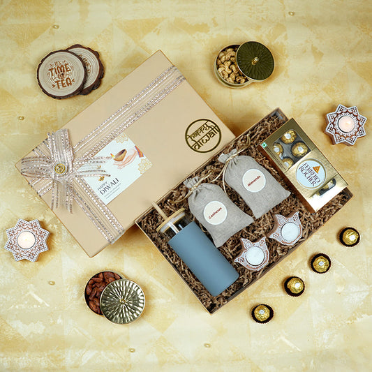 Elegant Diwali Hamper - Borosilicate Sipper & Snacks
