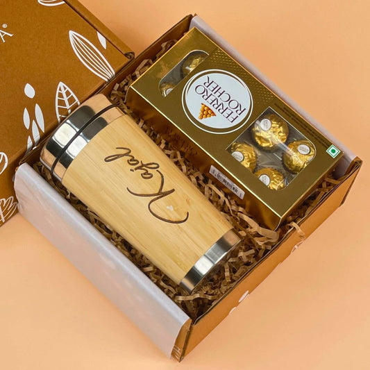 Giftana Sustainable Gift Set with Bamboo Tumbler & Ferrero Rocher