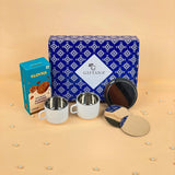 Giftana Diwali Tea Cup Gifts Set with Cookies & Silver Coasters