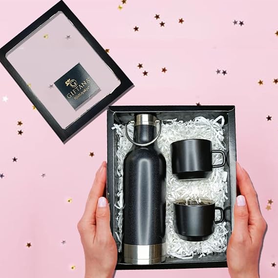 Exclusive Diwali Corporate Gift Box - Flask Set & Gourmets I Black - Giftana 