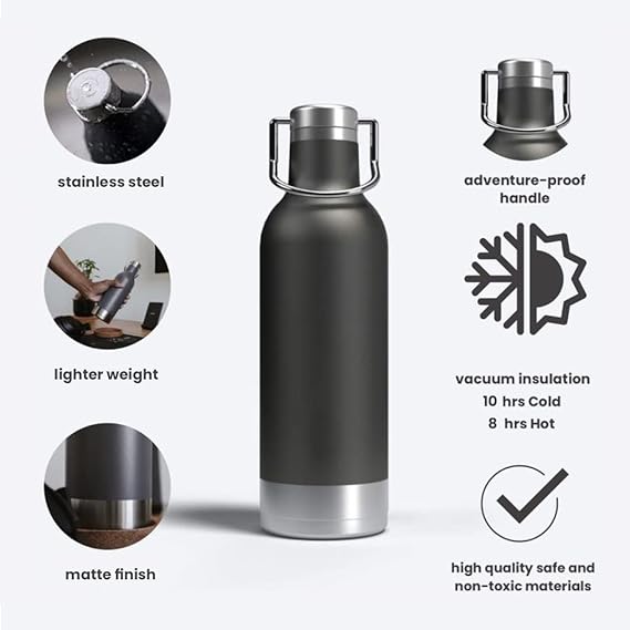 Giftana Vaccum Flask Set with Loyka Assorted & Happy Diwali Card - Black - Giftana 