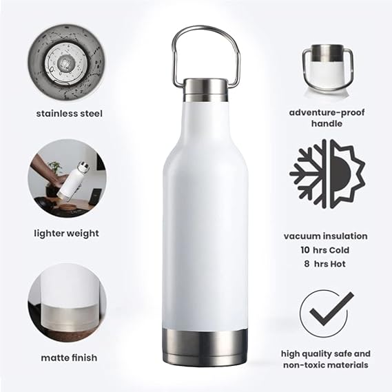 Giftana Vaccum Flask Set with Loyka Assorted & Happy Diwali Card - White - Giftana 
