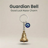Giftana Guardian Bell Keychain with Evil Eye Charm Silver Hook