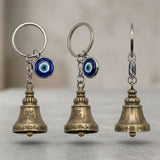 Giftana Guardian Bell Keychain with Evil Eye Charm Silver Hook