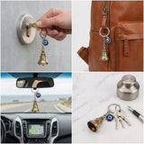 Giftana Guardian Bell Keychain with Evil Eye Charm Silver Hook