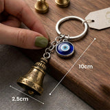 Giftana Guardian Bell Keychain with Evil Eye Charm Silver Hook