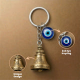 Giftana Guardian Bell Keychain with Evil Eye Charm Silver Hook