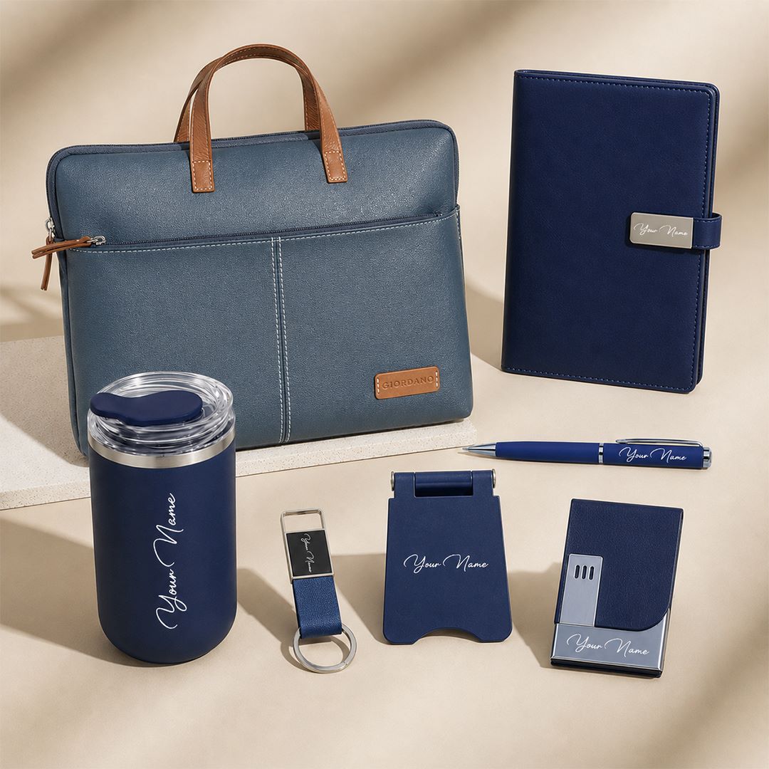 Grey 7 in 1 Leadership Welcome Kit with Personalized Office Accessories