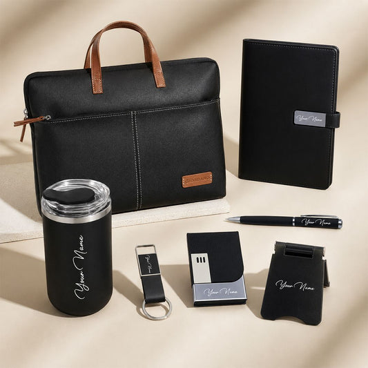 Grey 7 in 1 Leadership Welcome Kit with Personalized Office Accessories