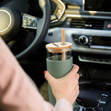 Custom Borosilicate Sipper Tumbler with Bamboo Lid