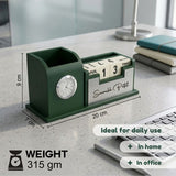Classic Personalized Gifts : Custom Desk Organizer with Clock-silver