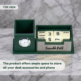 Classic Personalized Gifts : Custom Desk Organizer with Clock-silver