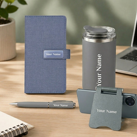 Grey Silicon Lid Tumbler mini Diary mobile Stand pen