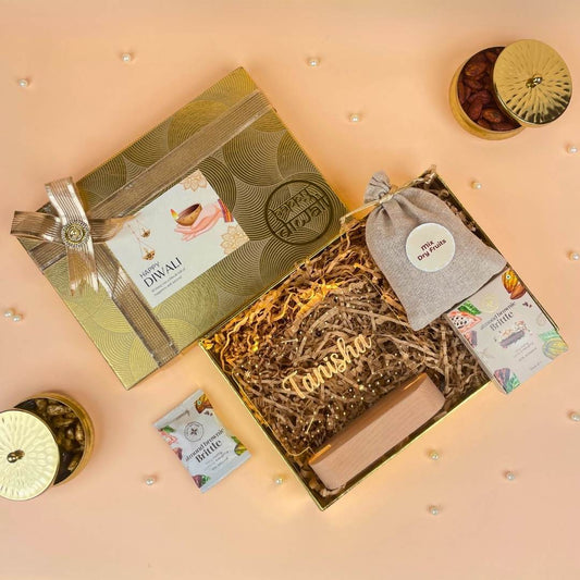 Unique Personalized Diwali Gifts with Light Lamp & Mix Dry Fruits