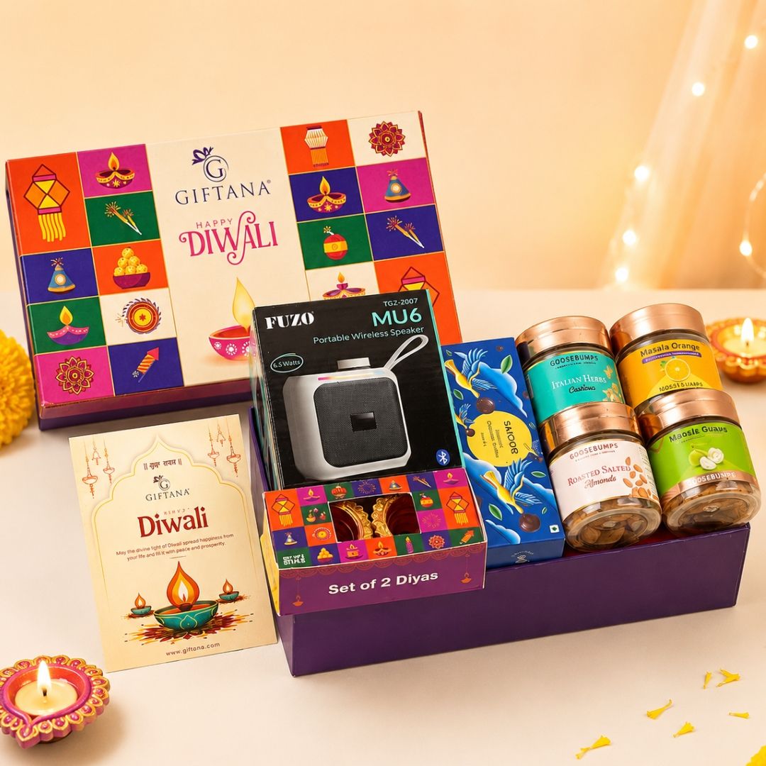 Indulgence Hamper – Corporate Diwali Gifts with Wireless Speaker, Chocolates & Gourmet Treats